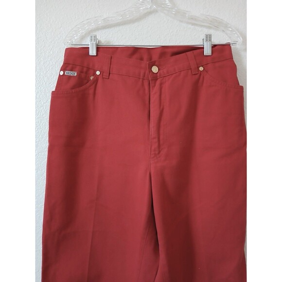 Escada Womens Denim Red Pants Size 44 /12 USA Straight Leg High Rise Luxury - Picture 4 of 16